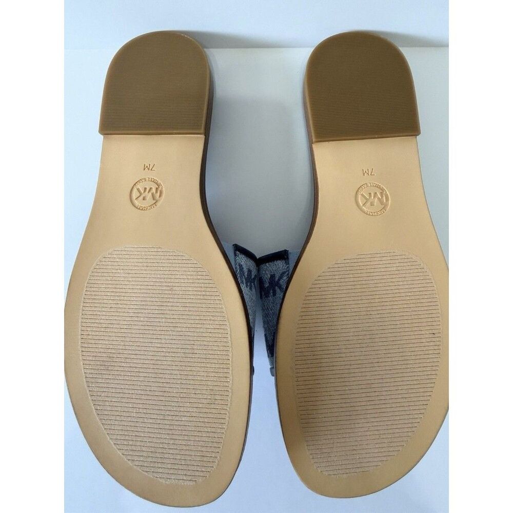 Michael Kors MK Logo Slide Sandals Blue Gray Women’s Size 7 Quilted - Picture 7 of 9